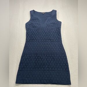 Banana Republic Navy Eyelet Lace Shift Dress Sleeveless Size 2 Work Summer
